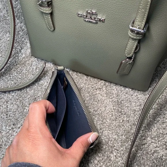 Coach Sage Green Leather Tote and Wristlet Set - Picture 9 of 10
